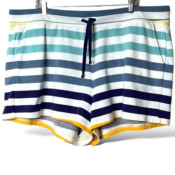 OLD NAVY Cotton Blend Striped Shorts Drawstring Waist Side Pockets US Sz 2X - Picture 1 of 8